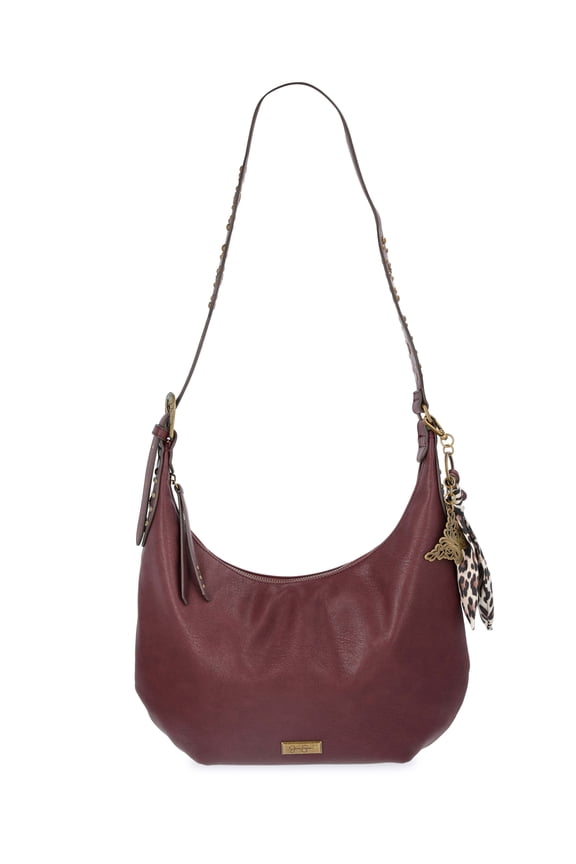 Women's Daphne Faux Leather Hobo Handbag, Pinot Noir