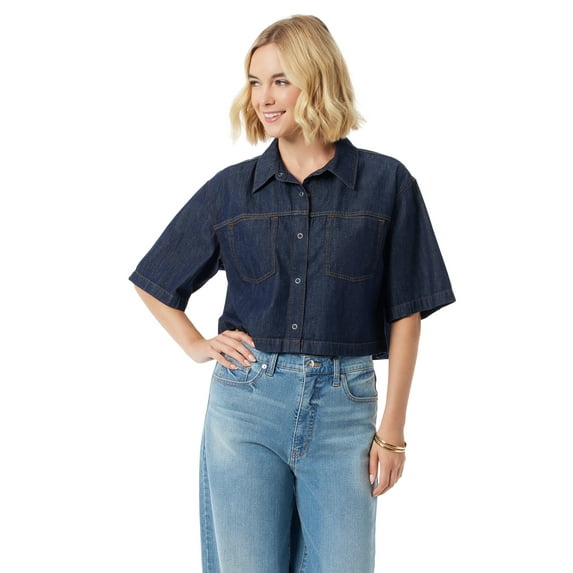 Jessica Simpson Women's and Women's Plus Denim Shirt, Sizes XS-4X