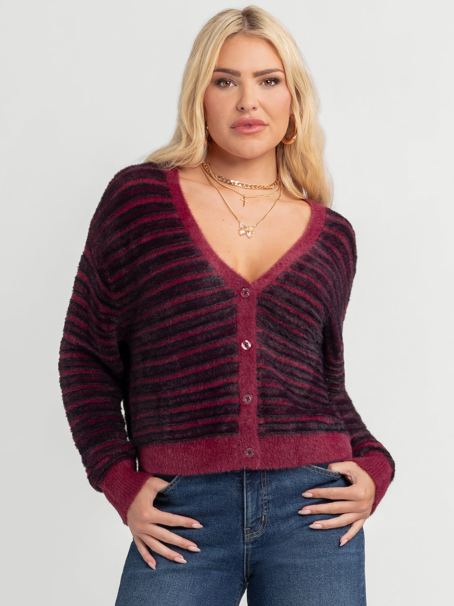 Jessica Simpson Women's Dionne Eyelash Cardigan Sweater, Midweight