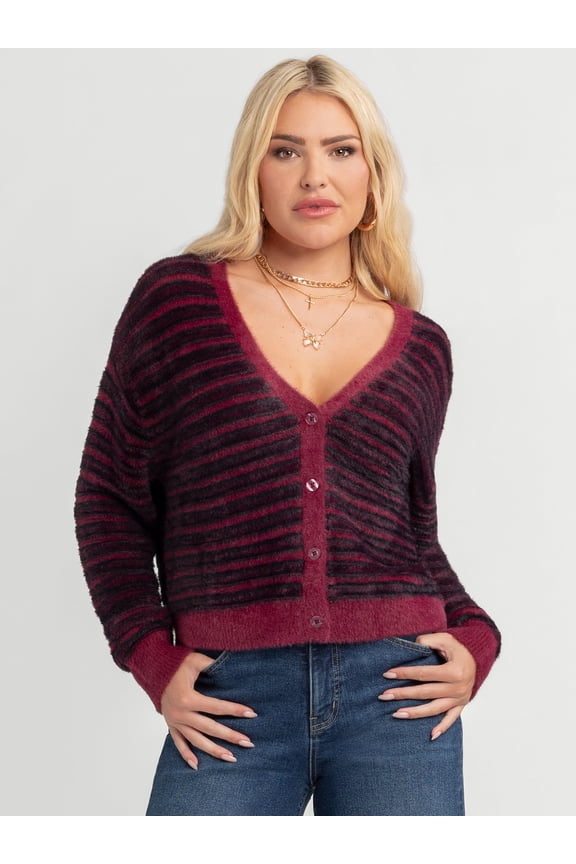 Women's Dionne Eyelash Cardigan Sweater, Midweight, Sizes XS-XL