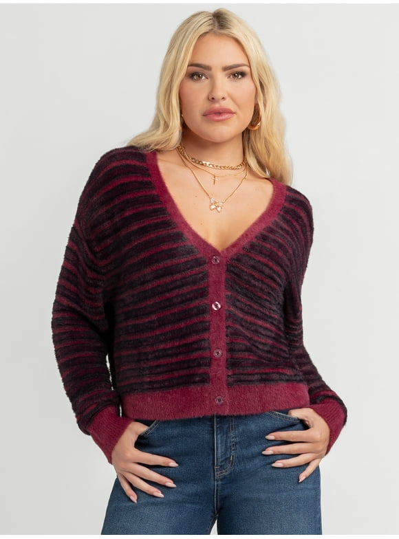 Women's Dionne Eyelash Cardigan Sweater, Midweight, Sizes XS-XL