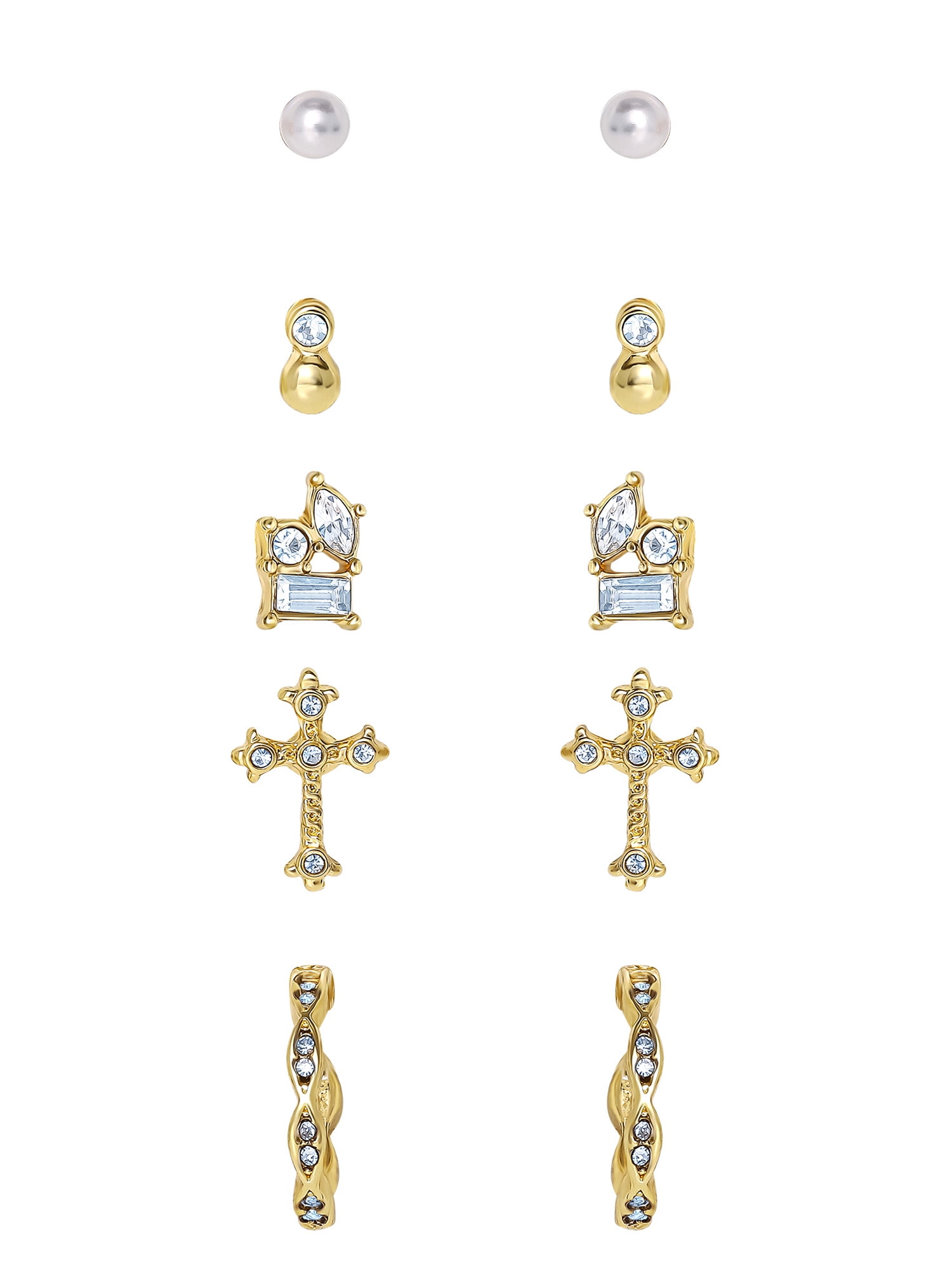 Jessica Simpson Women's Assorted Stud Earring Set, 6 Pairs