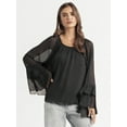 thumbnail image 1 of Jessica Simpson Women's Elaine Ruffle Blouse with Long Sleeves, Sizes XS-XL, 1 of 6