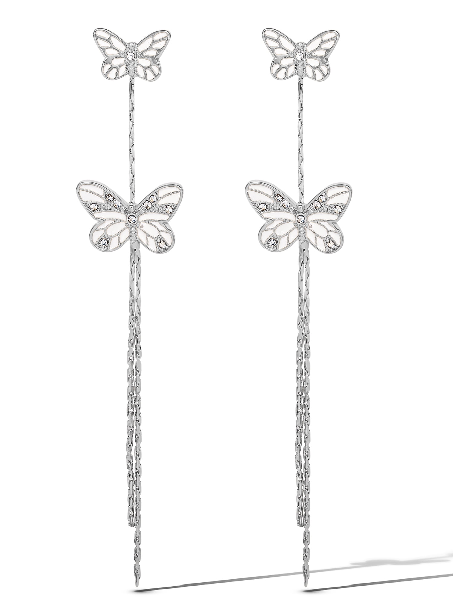 JESSICA SIMPSON Women's Fashion Butterfly Silvertone Metal Drop Earring