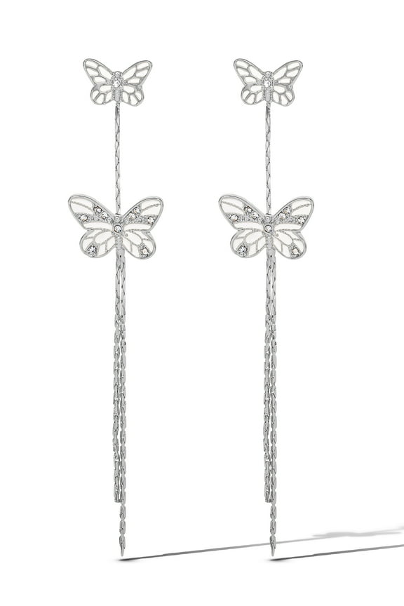 Women's Butterfly Fringe Drop Earrings