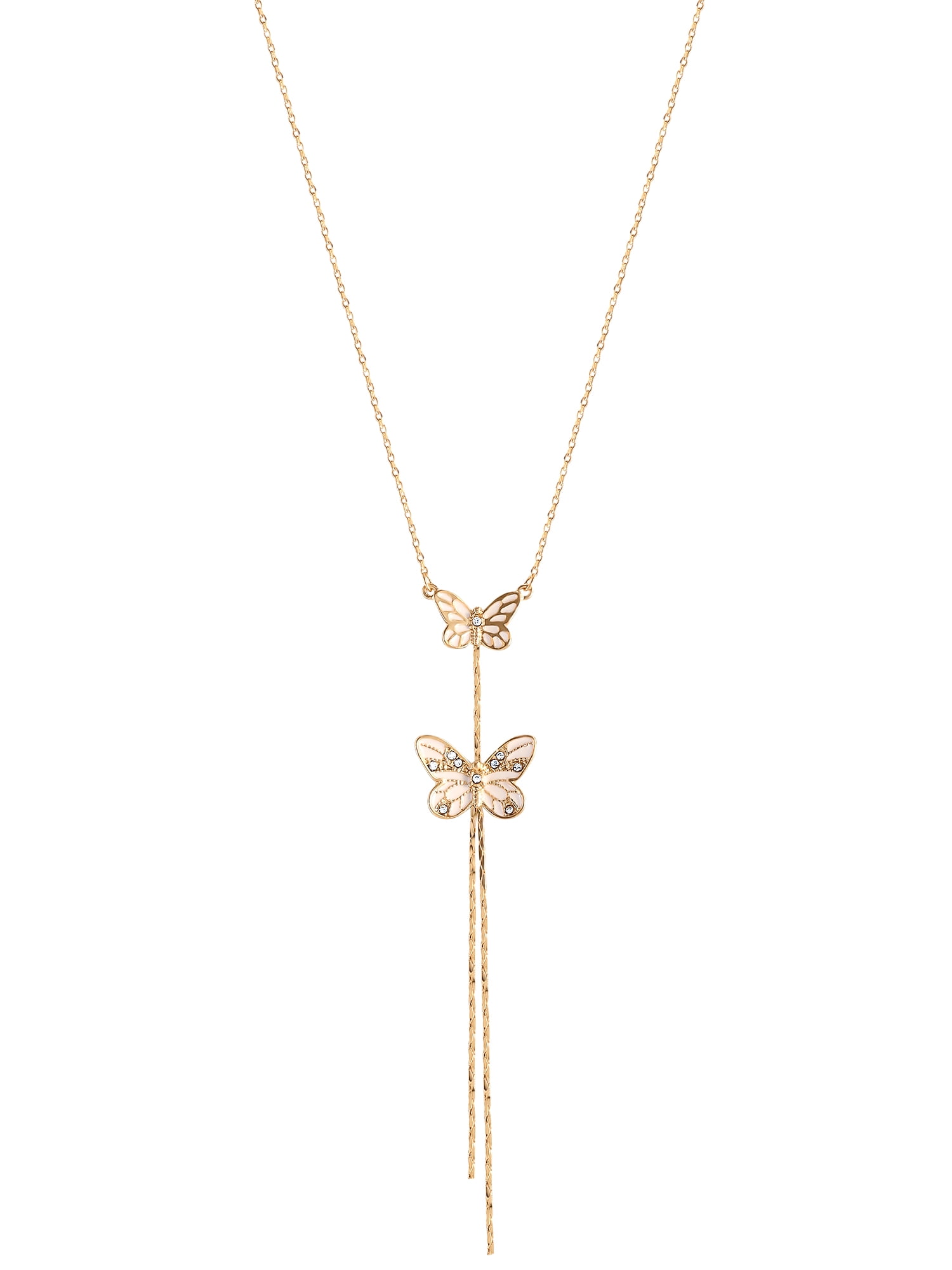 Women's Gold-tone Butterfly Fringe Y Necklace