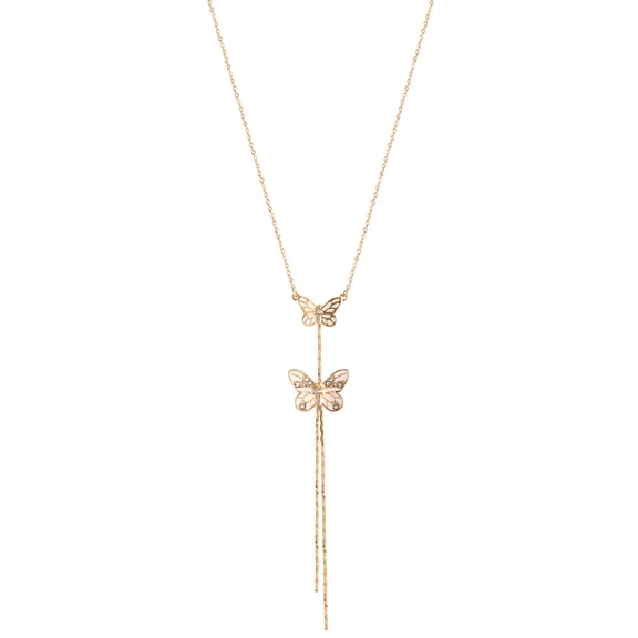 Jessica Simpson Women's Gold-tone Butterfly Fringe Y Necklace