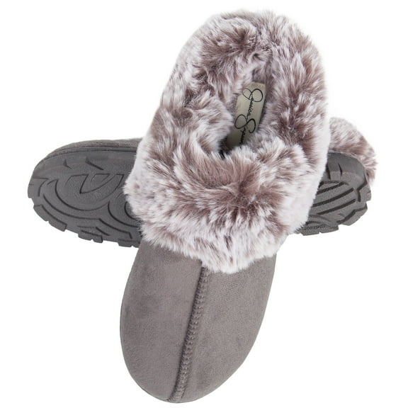 Jessica Simpson Women's Faux Fur Clog - Comfy Furry Soft Indoor House Slippers with Memory Foam