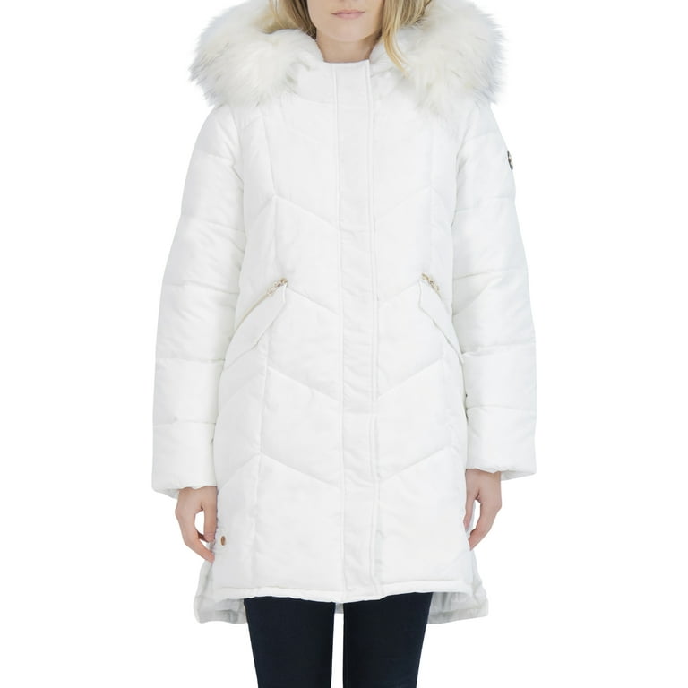Jessica Simpson Women s Faux Hood Long Puffer Coat Walmart