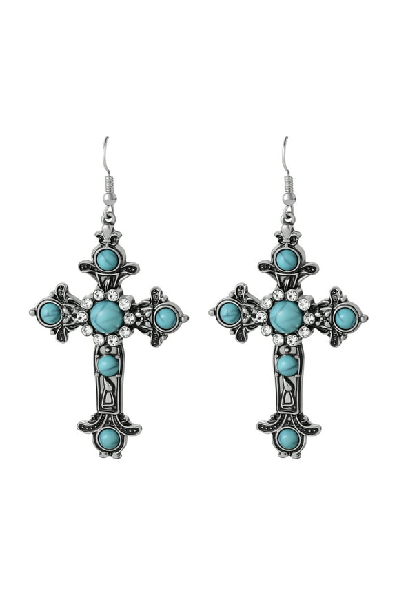 Women's Faux Turquoise Cross Earrings