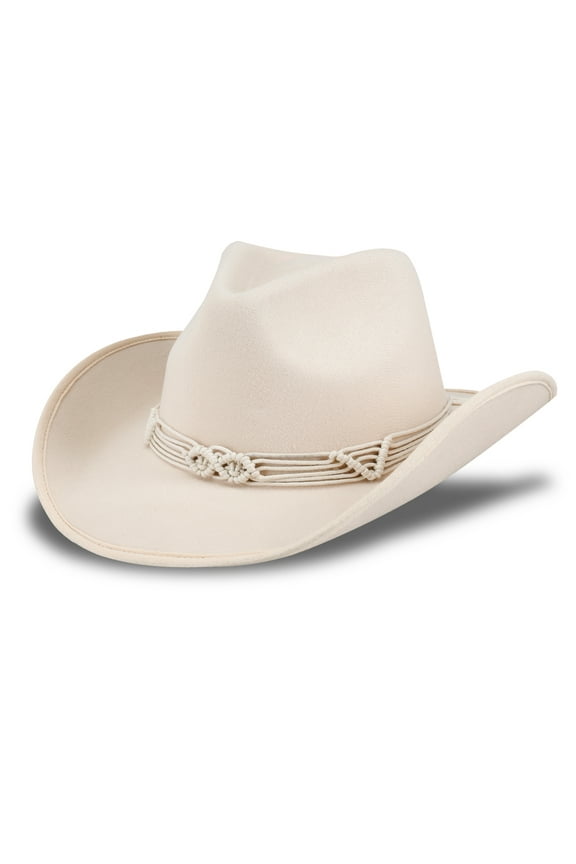 Women's Felt Macrame Trim Cowboy Hat