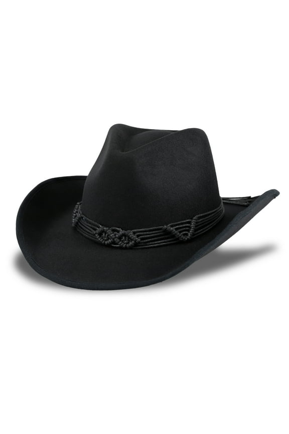 Women's Felt Macrame Trim Cowboy Hat