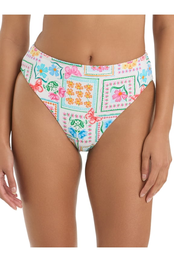 Women's Floral High Waisted Reversible Bikini Bottom, Sizes XS-2XL