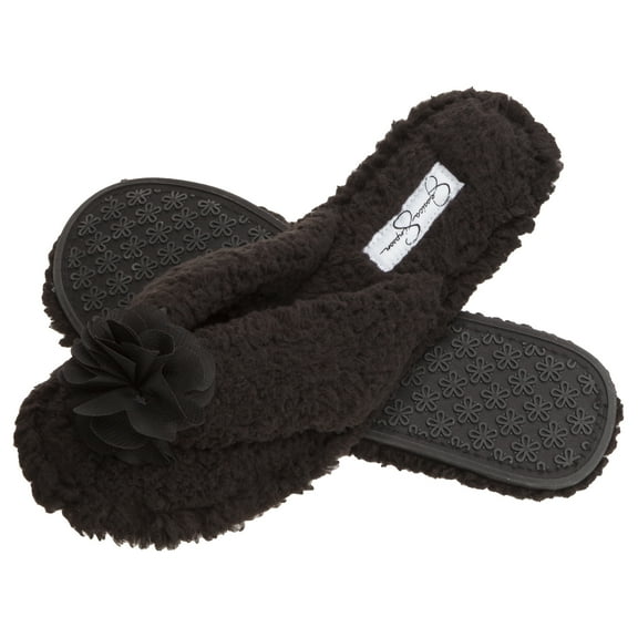 Jessica Simpson Women's Fluffy Pom Thong House Slide on Slippers with Memory Foam