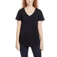thumbnail image 1 of Jessica Simpson Women's Flutter Sleeve Tee Relaxed Fit V-Neck T-Shirt-Black / S, 1 of 3