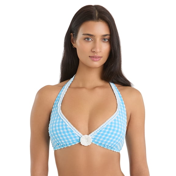 Jessica Simpson Women's Gingham Halter Bikini Top, Sizes XS-2XL