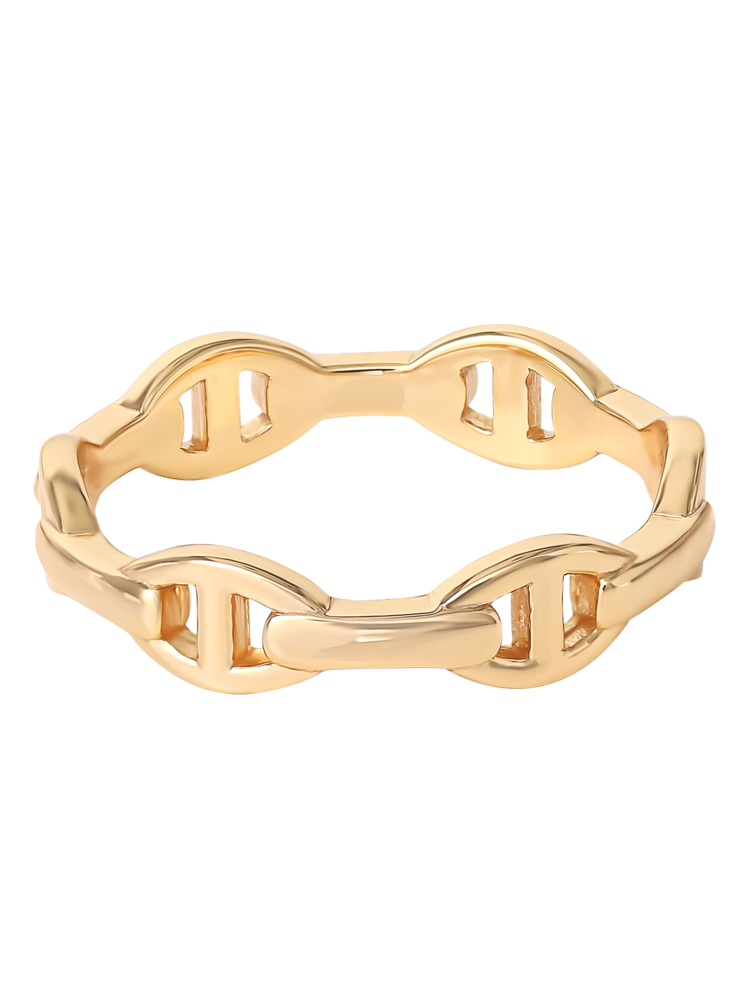 Jessica Simpson Women’s Gold 14kt Gold Plated Sterling Silver, Anchor Chain Ring, Size 7