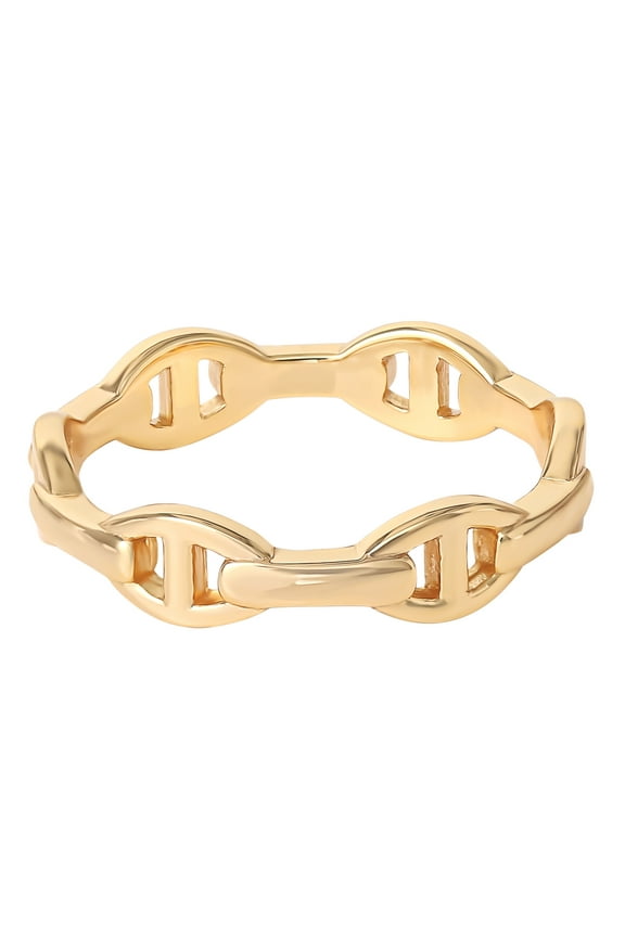 Jessica Simpson Womens Gold 14kt Gold Plated Sterling Silver, Anchor Chain Ring, Size 7