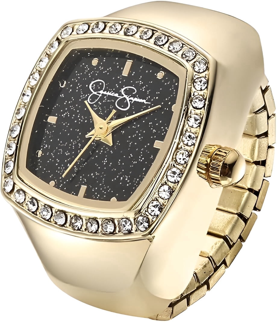 Stylish Adjustable Ring Watch with Crystal Bezel, Quartz Mini Dial, Stretch Band Jessica Simpson Women main image 3