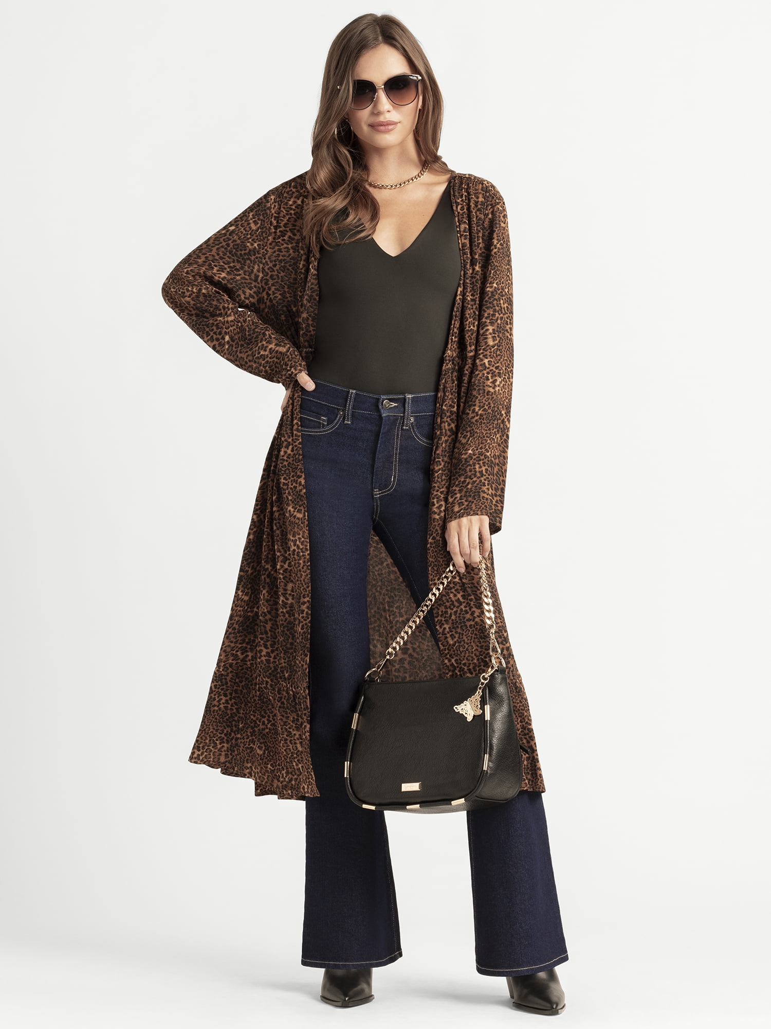 Jessica Simpson Women's Hardin Flowy Print Duster with Long Sleeves, Sizes S-XL