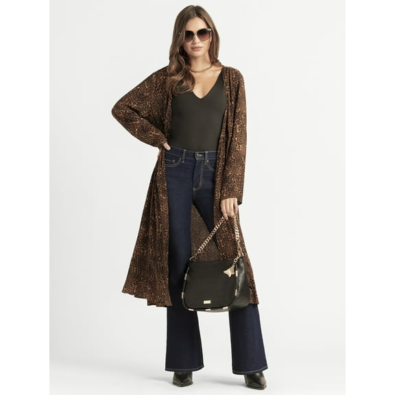 Jessica Simpson Women's Hardin Flowy Print Duster with Long Sleeves, Sizes S-XL