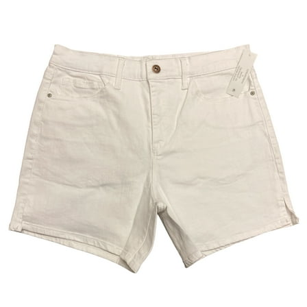 Jessica Simpson Women's High Rise Relaxed Fit Side Slit Short (White, 14)