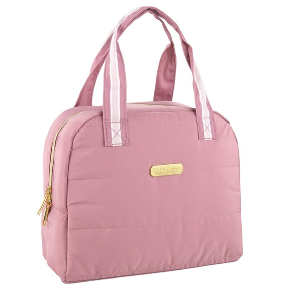 Jessica Simpson Women's Insulated Reusable Cooler Lunch Bag Tote for Work, Travel, Commute, Recreation, Beach and Picnic in Blush Pink