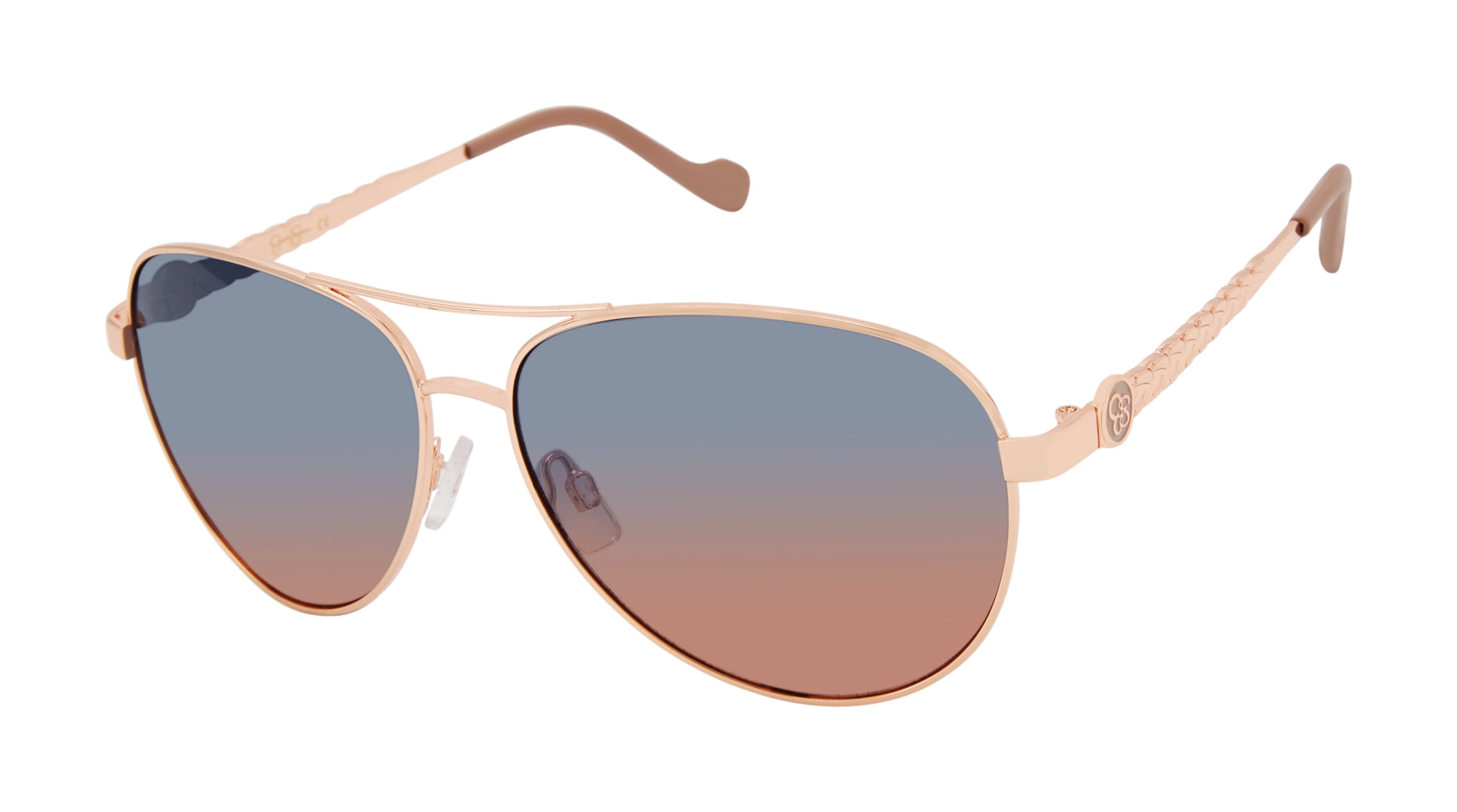 Jessica Simpson j6195 nude rimless brown fade gradient aviator style sunglasses Modern Metal Aviator Sunglasses in Gold & Brown – Jessica  main image 3