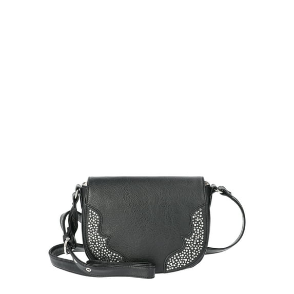 Jessica Simpson Women's Jessie Faux Leather Crossbody Saddle Bag, Meteorite