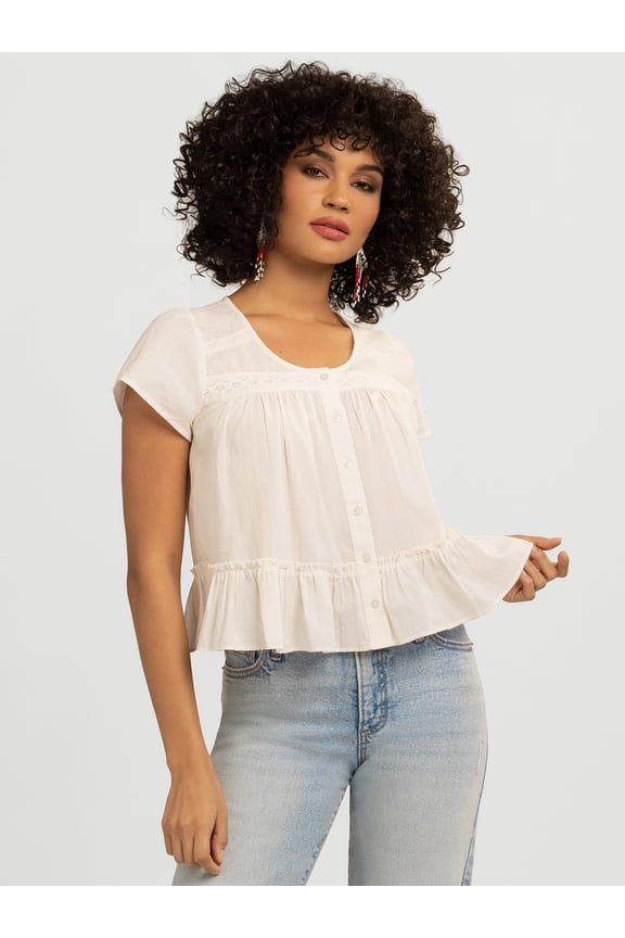 Women's Kamiya Cotton Peplum Hem Blouse, Sizes XS-XL