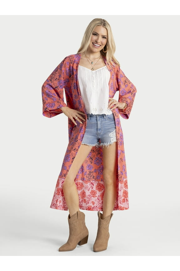 Women's Duster with Lace Insert, Sizes S-XL