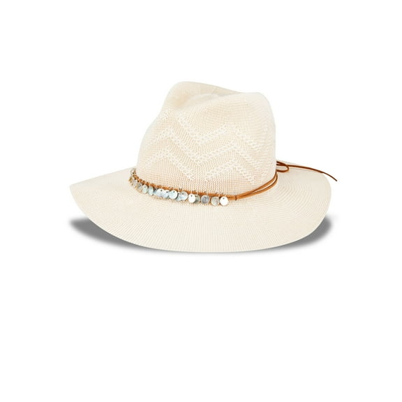 Jessica Simpson Women's Knit Panama Hat with Shell Trim