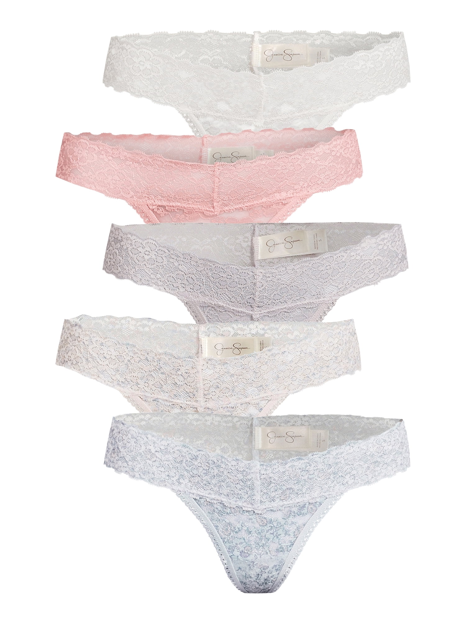 Jessica Simpson Women's Lace Thong Panties, 5-Pack 