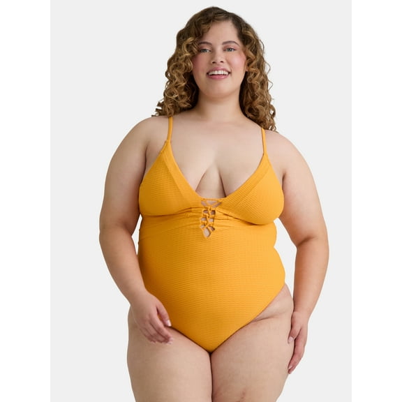 Jessica Simpson Women’s Lace Up One Piece Swimsuit, Sizes XS-L