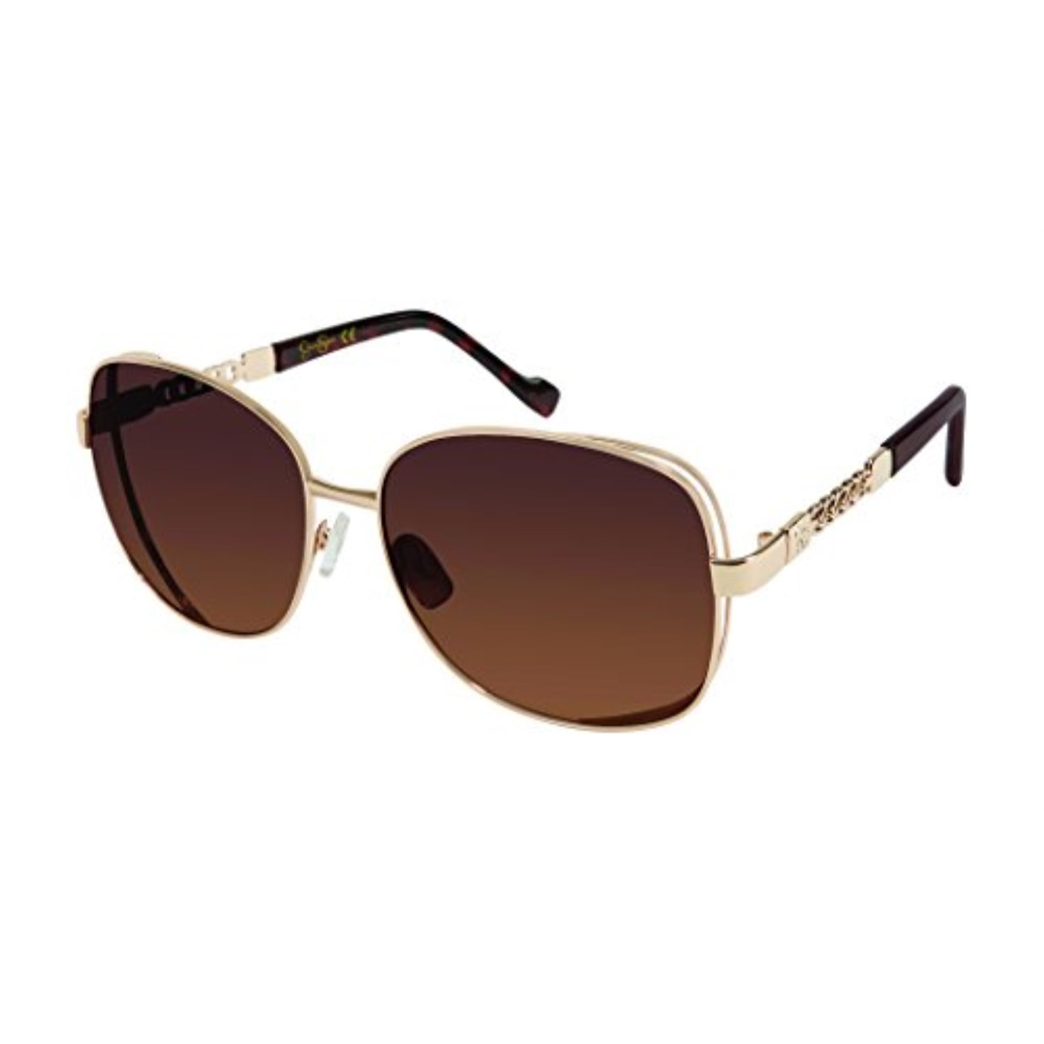 Jessica Simpson Women's Large Vented Square Metal Sunglasses with Chain