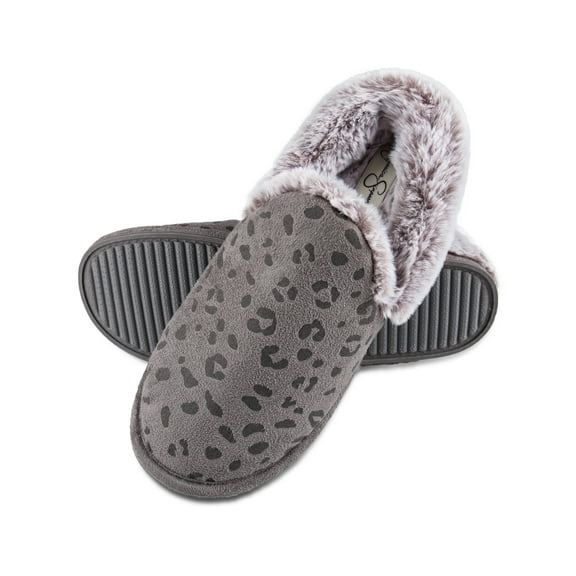 Jessica Simpson Women's Leopard Embossed Slip-On Plush Slipper