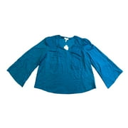 Jessica Simpson Women's Leslie Boho Long Flare Sleeve Drawstring Fashion Top (Corsair, L)