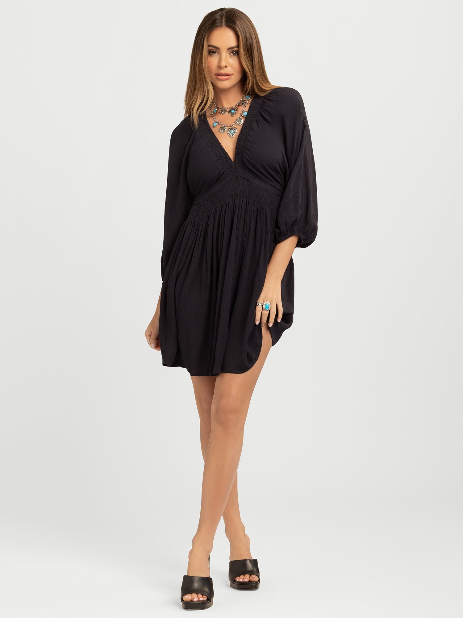 Jessica Simpson Women's Luella Smocked V-Neck Mini Dress, Sizes XS
