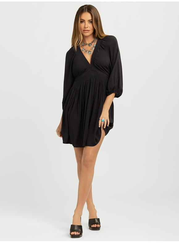 Women's Luella Smocked V-Neck Mini Dress, Sizes XS-XL