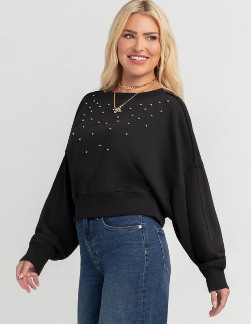 Jessica Simpson Women's Merril Embellished Crewneck Pullover Top, Sizes XS-XL