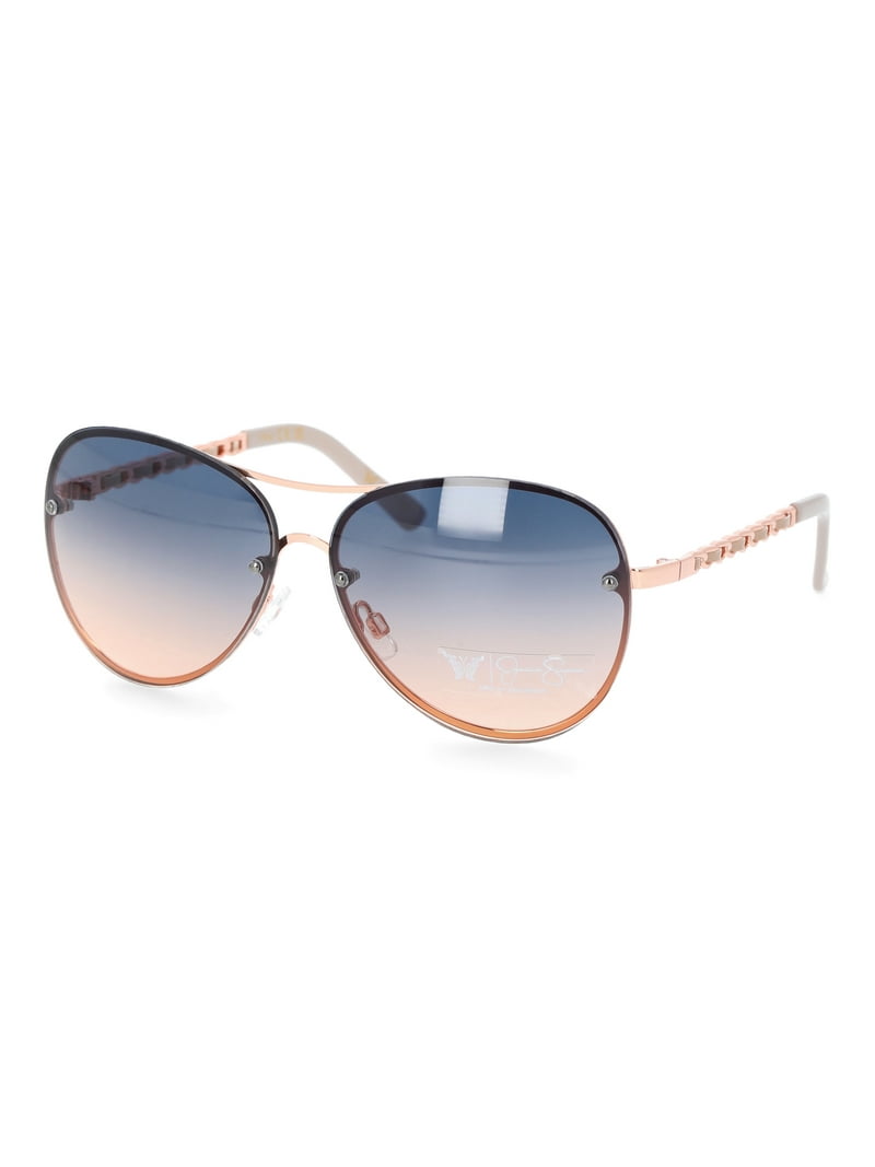 Jessica Simpson Women's Metal Backframe Aviator Sunglasses, Rose