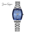 thumbnail image 1 of Jessica Simpson Women’s Silver Bracelet Watch, Barrel Dial with Crystal Accents, Analog Quartz Dress Watch, 24mm Case, 1 of 7