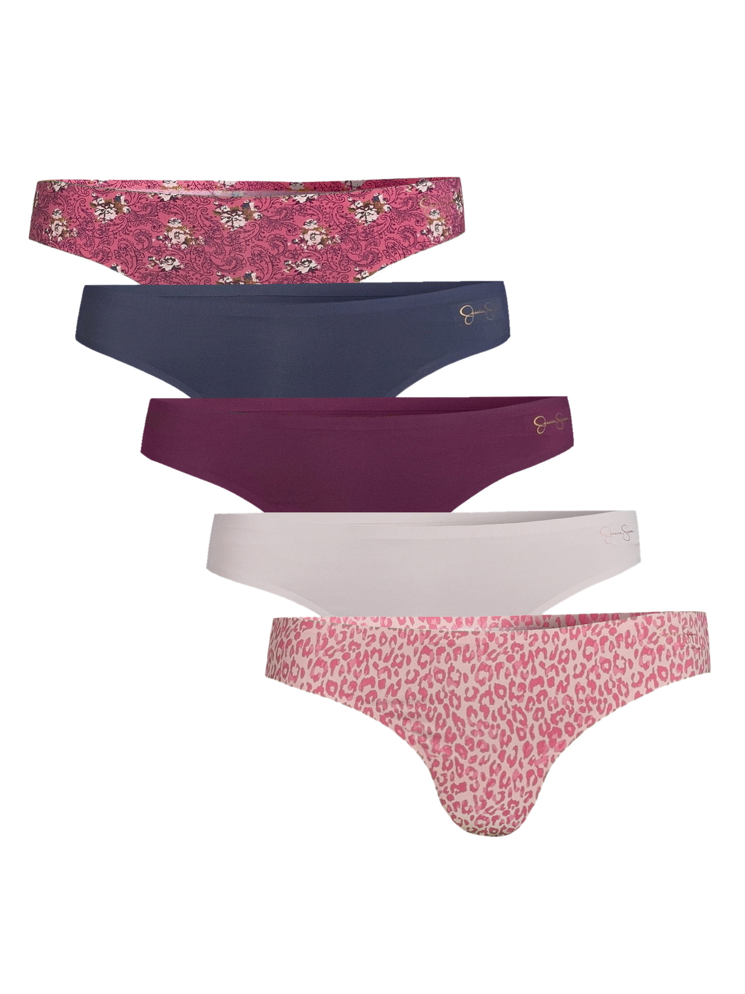 Jessica Simpson Women's Micro Bonded Thong Panties, 5-Pack