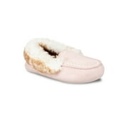 JESSICA SIMPSON Microsuede Whipstitch Tipped Faux-Fur Moccasin Slipper