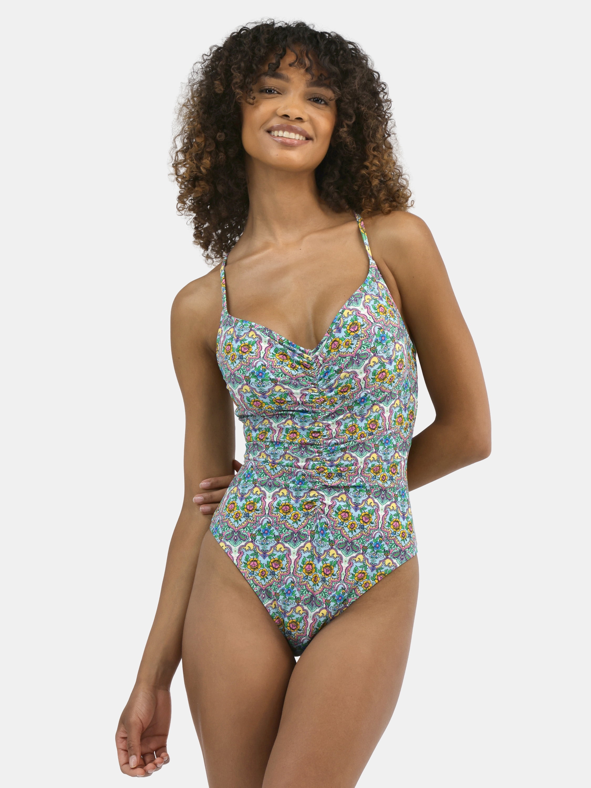 Jessica Simpson Women's Chevron Crochet One Piece Swimsuit, Sizes