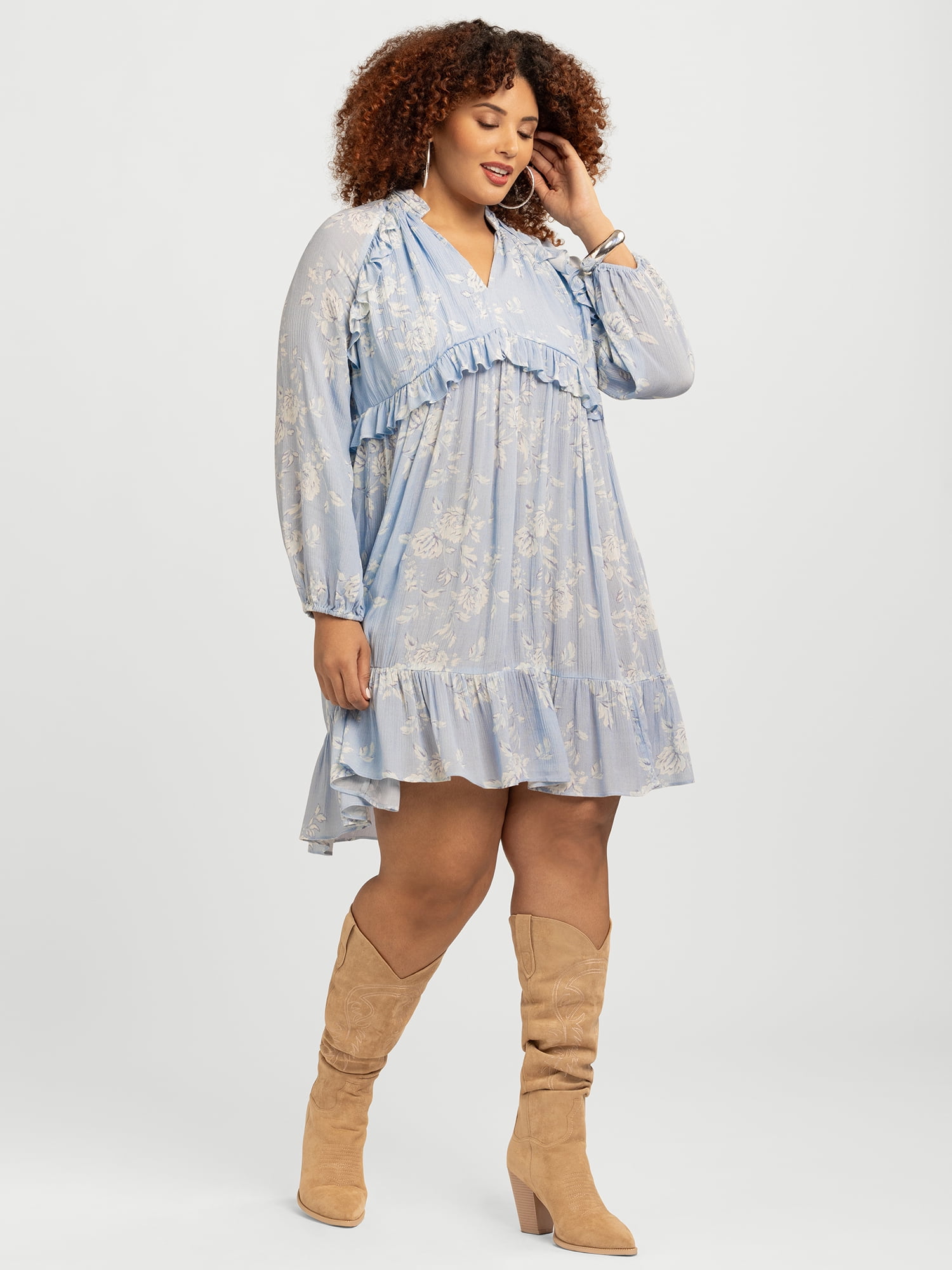 Jessica Simpson Women's Plus Calanthe Ruffle Mini Dress, Sizes 0X-4X