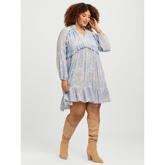 Jessica Simpson Women's Plus Calanthe Ruffle Mini Dress, Sizes 0X-4X