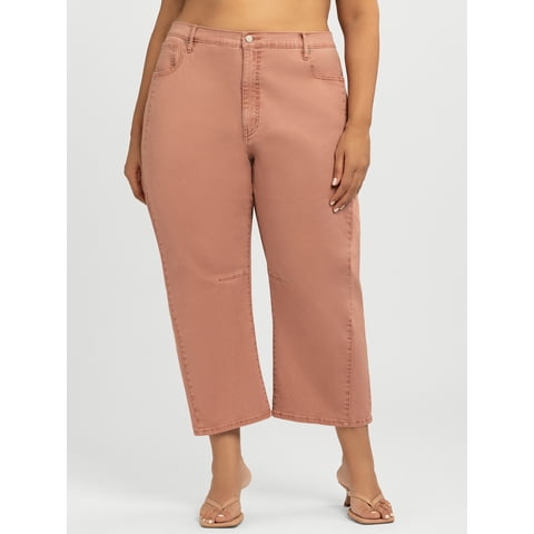 Jessica Simpson Women's and Women's Plus Cherry Cropped Barrel Jeans, 25" Inseam, Sizes 2-24W