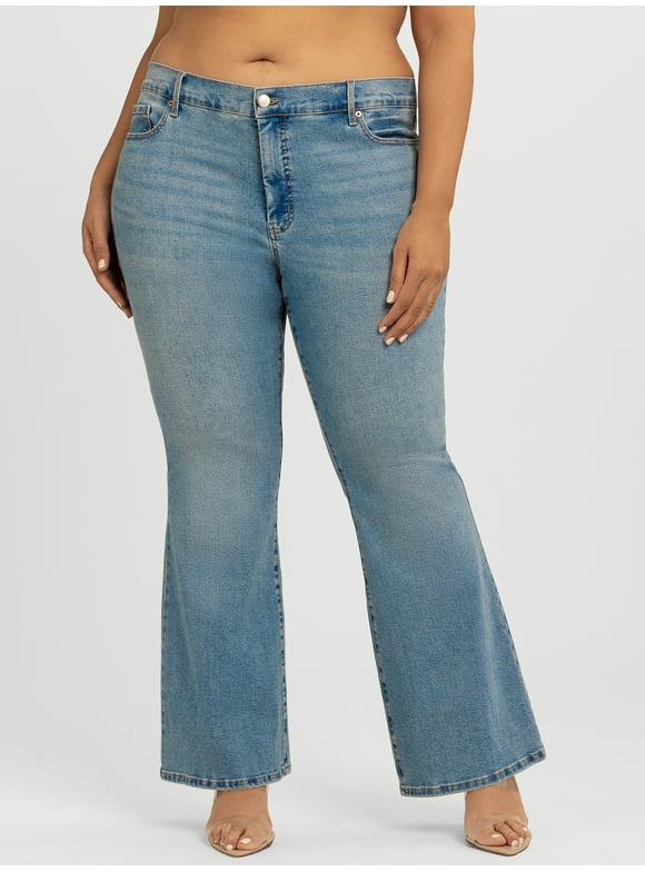 Women's and Women's Plus Daisy Fitted Flare Jeans, 30.5", 32.5", and 34.5" Inseams, Sizes 2-26W