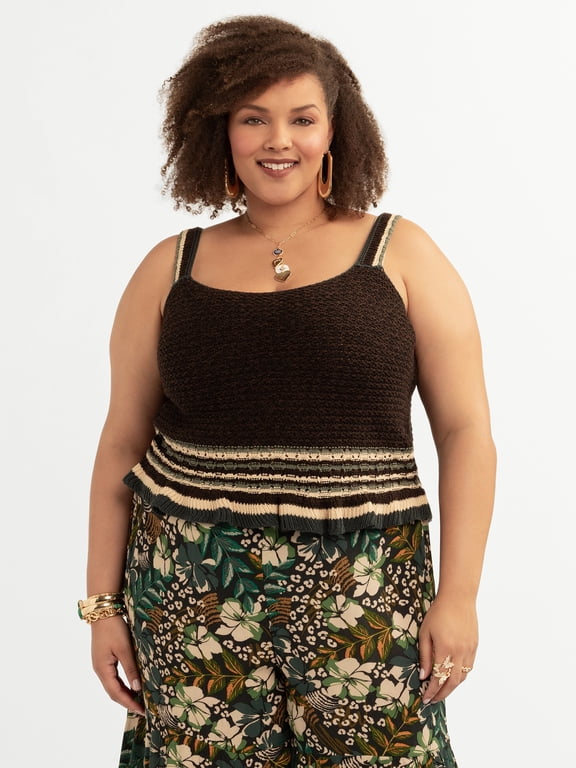 Women's and Women's Plus Saoirse Crochet Tank, Sizes XS-4X